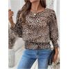 imageSweatyRocks Womens Lantern Long Sleeve Shirred Trim Round Neck Smocked Blouse Crop TopsMulticolor B
