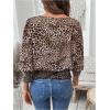 imageSweatyRocks Womens Lantern Long Sleeve Shirred Trim Round Neck Smocked Blouse Crop TopsMulticolor B