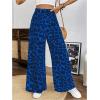 imageSweatyRocks Womens Leopard Print High Waisted Wide Leg Pants Casual Long TrousersBlue