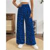 imageSweatyRocks Womens Leopard Print High Waisted Wide Leg Pants Casual Long TrousersBlue