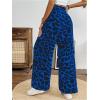 imageSweatyRocks Womens Leopard Print High Waisted Wide Leg Pants Casual Long TrousersBlue