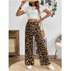 imageSweatyRocks Womens Leopard Print High Waisted Wide Leg Pants Casual Long TrousersBrown