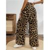 imageSweatyRocks Womens Leopard Print High Waisted Wide Leg Pants Casual Long TrousersBrown