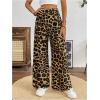 imageSweatyRocks Womens Leopard Print High Waisted Wide Leg Pants Casual Long TrousersBrown