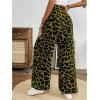 imageSweatyRocks Womens Leopard Print High Waisted Wide Leg Pants Casual Long TrousersGreen