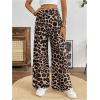 imageSweatyRocks Womens Leopard Print High Waisted Wide Leg Pants Casual Long TrousersMulticolor