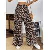 imageSweatyRocks Womens Leopard Print High Waisted Wide Leg Pants Casual Long TrousersMulticolor