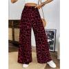 imageSweatyRocks Womens Leopard Print High Waisted Wide Leg Pants Casual Long TrousersRed