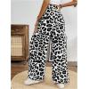 imageSweatyRocks Womens Leopard Print High Waisted Wide Leg Pants Casual Long TrousersWhite and Black