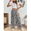 imageSweatyRocks Womens Leopard Print High Waisted Wide Leg Pants Casual Long TrousersWhite and Black