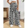 imageSweatyRocks Womens Leopard Print High Waisted Wide Leg Pants Casual Long TrousersWhite and Black