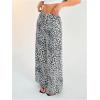 imageSweatyRocks Womens Leopard Printed Wide Leg Pants Elastic Waist Trousers with PocketsBlack and White