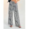 imageSweatyRocks Womens Leopard Printed Wide Leg Pants Elastic Waist Trousers with PocketsBlack and White