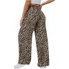imageSweatyRocks Womens Leopard Printed Wide Leg Pants Elastic Waist Trousers with PocketsBrown