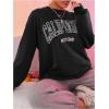imageSweatyRocks Womens Letter Graphic Crewneck Sweatshirts Long Sleeve Oversized Pullover TopBlack