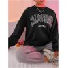imageSweatyRocks Womens Letter Graphic Crewneck Sweatshirts Long Sleeve Oversized Pullover TopBlack
