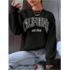 imageSweatyRocks Womens Letter Graphic Crewneck Sweatshirts Long Sleeve Oversized Pullover TopBlack Letter