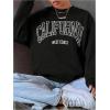 imageSweatyRocks Womens Letter Graphic Crewneck Sweatshirts Long Sleeve Oversized Pullover TopBlack Letter
