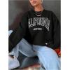 imageSweatyRocks Womens Letter Graphic Crewneck Sweatshirts Long Sleeve Oversized Pullover TopBlack Letter