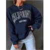 imageSweatyRocks Womens Letter Graphic Crewneck Sweatshirts Long Sleeve Oversized Pullover TopBlue
