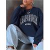imageSweatyRocks Womens Letter Graphic Crewneck Sweatshirts Long Sleeve Oversized Pullover TopBlue