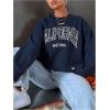 imageSweatyRocks Womens Letter Graphic Crewneck Sweatshirts Long Sleeve Oversized Pullover TopBlue