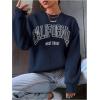 imageSweatyRocks Womens Letter Graphic Crewneck Sweatshirts Long Sleeve Oversized Pullover TopBlue