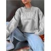 imageSweatyRocks Womens Letter Graphic Crewneck Sweatshirts Long Sleeve Oversized Pullover TopLight Grey