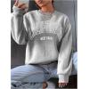 imageSweatyRocks Womens Letter Graphic Crewneck Sweatshirts Long Sleeve Oversized Pullover TopLight Grey