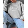 imageSweatyRocks Womens Letter Graphic Crewneck Sweatshirts Long Sleeve Oversized Pullover TopLight Grey