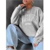 imageSweatyRocks Womens Letter Graphic Crewneck Sweatshirts Long Sleeve Oversized Pullover TopLight Grey