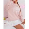 imageSweatyRocks Womens Letter Graphic Crewneck Sweatshirts Long Sleeve Oversized Pullover TopLight Pink