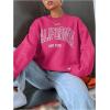imageSweatyRocks Womens Letter Graphic Crewneck Sweatshirts Long Sleeve Oversized Pullover TopPink Letter