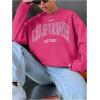 imageSweatyRocks Womens Letter Graphic Crewneck Sweatshirts Long Sleeve Oversized Pullover TopPink Letter