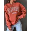 imageSweatyRocks Womens Letter Graphic Crewneck Sweatshirts Long Sleeve Oversized Pullover TopRedwood