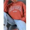 imageSweatyRocks Womens Letter Graphic Crewneck Sweatshirts Long Sleeve Oversized Pullover TopRedwood