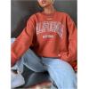 imageSweatyRocks Womens Letter Graphic Crewneck Sweatshirts Long Sleeve Oversized Pullover TopRedwood
