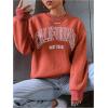 imageSweatyRocks Womens Letter Graphic Crewneck Sweatshirts Long Sleeve Oversized Pullover TopRedwood