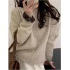 imageSweatyRocks Womens Light Weight Cardigan Round Neck Long Sleeve Button Down Sweaters KnitwearApricot