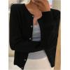 imageSweatyRocks Womens Light Weight Cardigan Round Neck Long Sleeve Button Down Sweaters KnitwearBlack