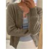 imageSweatyRocks Womens Light Weight Cardigan Round Neck Long Sleeve Button Down Sweaters KnitwearKhaki