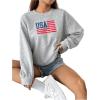 imageSweatyRocks Womens Long Sleeve Round Neck American Flag Print Loose Oversized SweatshirtGrey