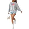 imageSweatyRocks Womens Long Sleeve Round Neck American Flag Print Loose Oversized SweatshirtGrey