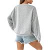 imageSweatyRocks Womens Long Sleeve Round Neck American Flag Print Loose Oversized SweatshirtGrey