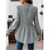 imageSweatyRocks Womens Long Sleeve Ruffle Lace Mock Neck Plaid Blouses Peplum TopsBlack and White
