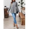 imageSweatyRocks Womens Long Sleeve Ruffle Lace Mock Neck Plaid Blouses Peplum TopsBlack and White