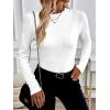 imageSweatyRocks Womens Long Sleeves TShirt Pleated Crew Neck Plain Solid Color Casual Tee ShirtsWhite
