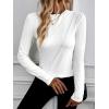 imageSweatyRocks Womens Long Sleeves TShirt Pleated Crew Neck Plain Solid Color Casual Tee ShirtsWhite