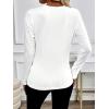 imageSweatyRocks Womens Long Sleeves TShirt Pleated Crew Neck Plain Solid Color Casual Tee ShirtsWhite