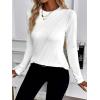 imageSweatyRocks Womens Long Sleeves TShirt Pleated Crew Neck Plain Solid Color Casual Tee ShirtsWhite